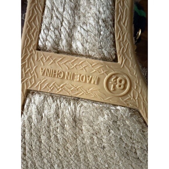 Lauren Ralph Lauren Women’s Wedge Sandals 8.5B Green Navy Strap Ankle 3” Preppy - Picture 10 of 10